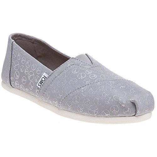 TOMS Women's Drizzle Grey Foil Peace Sign 10010795 (Size: 9)