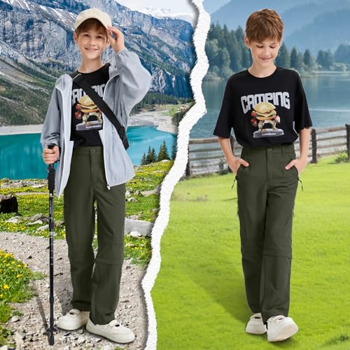 Image of Kids Boys Snow Pants,Youth Outdoor Hiking Fleece Lined Soft Shell Ski Windproof Camping Insulated Pants