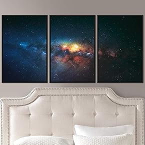 signwin 3 Piece Framed Canvas Wall Art Galaxy...