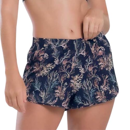 SHE BY MASH Short Praia Feminino Soltinho Coral Secagem Rápida, Laranja Acobreado, P