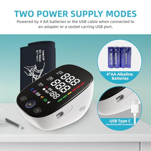 Image of Electronic Upper Arm Blood Pressure Monitor, Adjustable Bracelet Wide Range 8.5 inch to 16.5 inch, Blood Pressure Monitor for Home Use, Digital Display