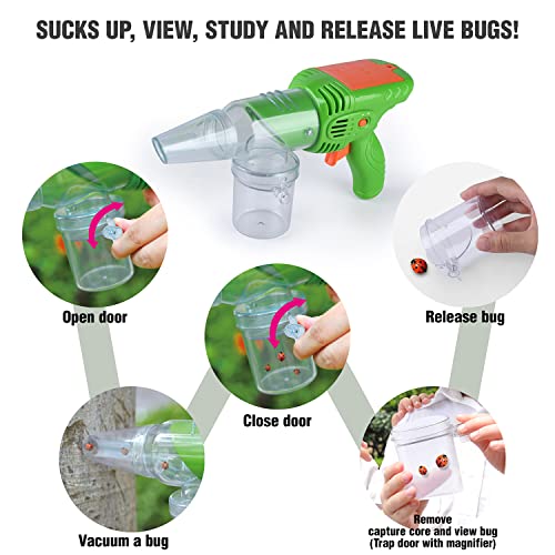 Bug Catcher Kit for Kids, Outdoor Explorer Toys for Kids Ages 4-6 6-8, Bug Vacuum Catcher Gun, Critter Keeper Habitat, Live Insect Terrarium Kit, Observation Cup, Tweezers, Gift for 4 5 6 7 8+ Boys - Image 6