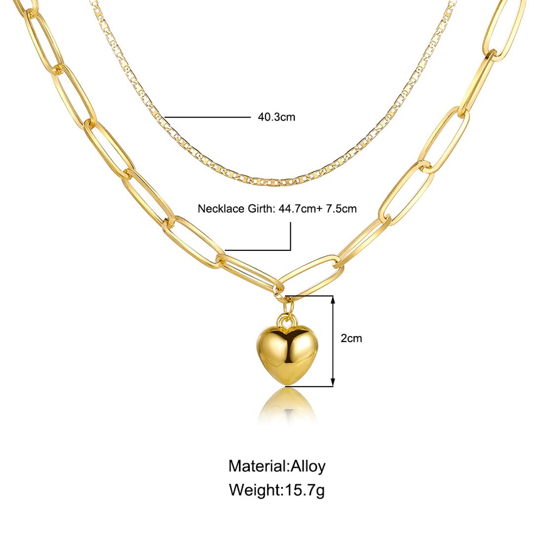 Plated Hearts Layered Necklace