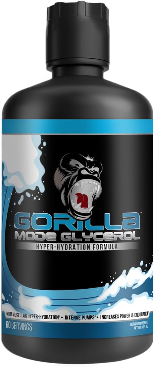 Gorilla Mode Liquid Glycerol Pre-Workout - Hydrating Pre-Workout Formula for Intense Pumps · Intramuscular Hyper-Hydration · Increased Power & Endurance / 33 FL OZ (Unflavored)