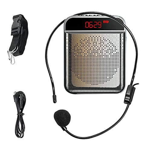 ZITFRI Amplificador de Voz Portatil Bluetooth Recargable 3000 mAh, Altavoz Portatil con Microfono Auriculares, Amplificador de Voz Portatil para Profesores, Guía Turístico etc, Admite USB/TF Tarjeta