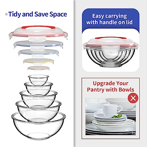 Set de 8 tazones de vidrio para ensalada y mezcla con tapas miniatura 3