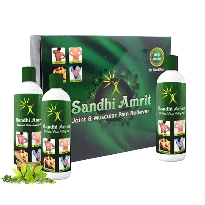 Image of Sandhi Amrit 100% Natural herbal Joint & Muscular Pain Reliever Oil || 600ml || 3 Bottles in a Pack