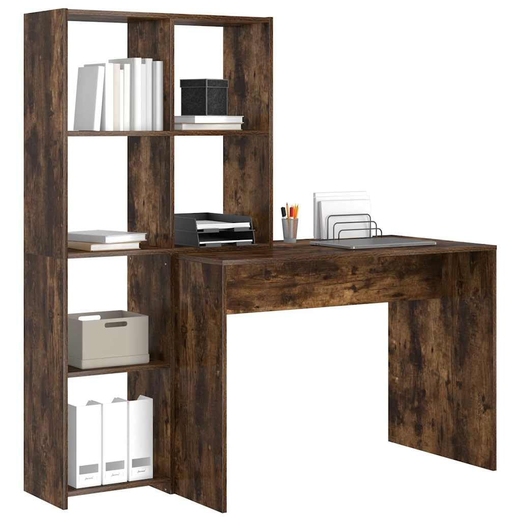 vidaXL Scrivania Rovere fumé 138,5 x 55 x 143 cm Legno ingegnerizzato