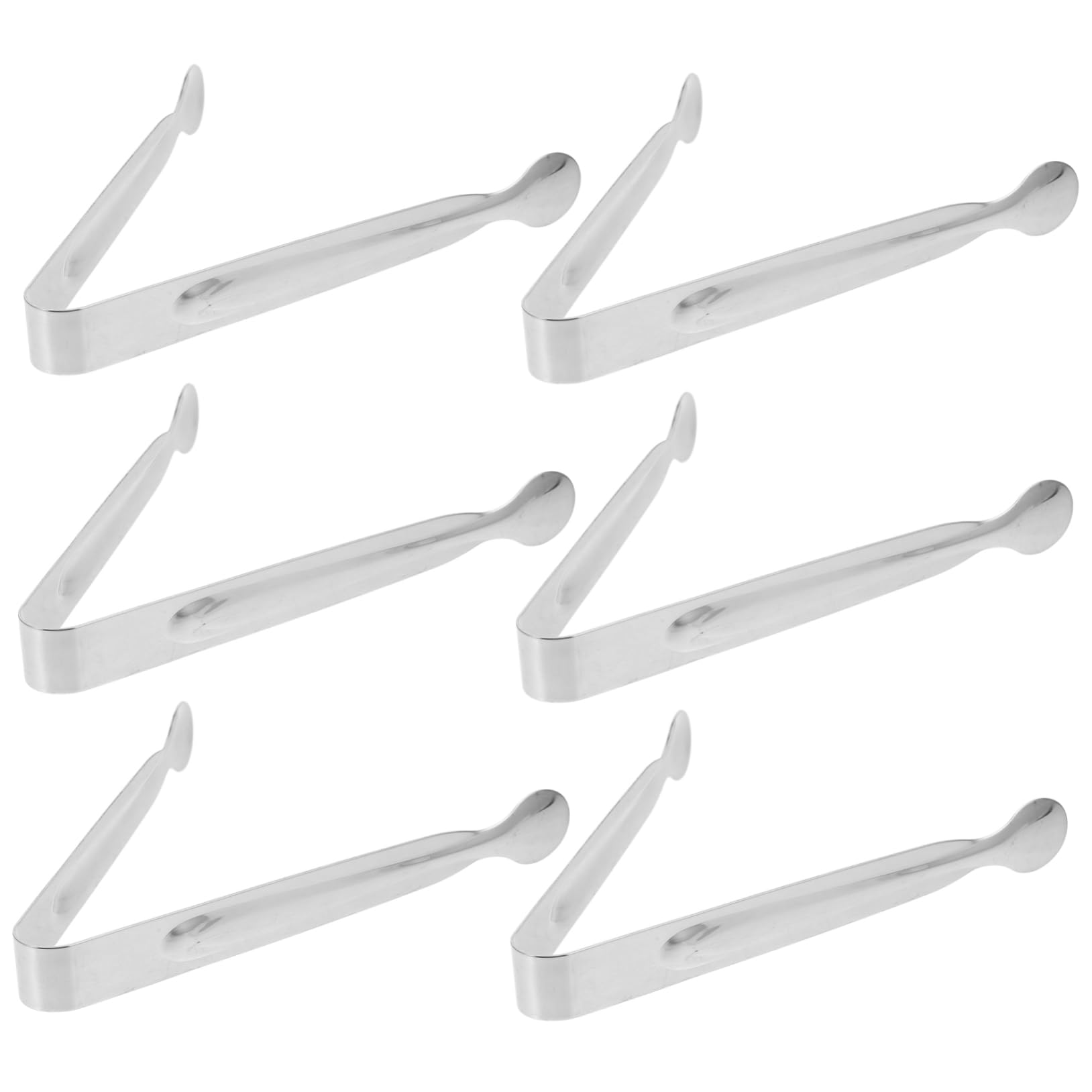 CIYODO 6pcs Stainless Steel Ice Tongs Multi Function Serving Tool for Ice Cubes Sugar Cubes and Food Clips Compact Versatile Kitchen Utility for Parties and Camping