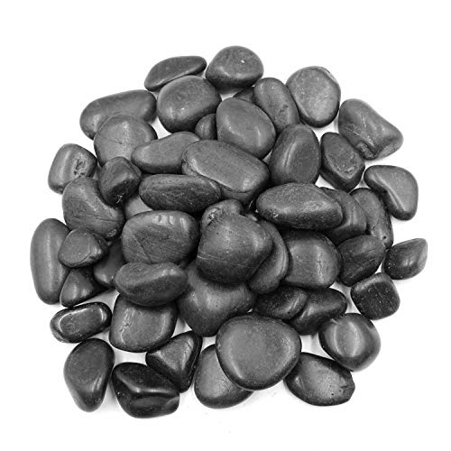 Polished Black Stone Pebbles 10 Lb. â€“ 1â€ â€“ 2â€ inch Pebbles for Plants, Gardens, DÃ©cor, Landscaping, Succulent, Terrarium, Decorative, 100% Natural Rock Pebbles Without Fillers, Popping Black Finish