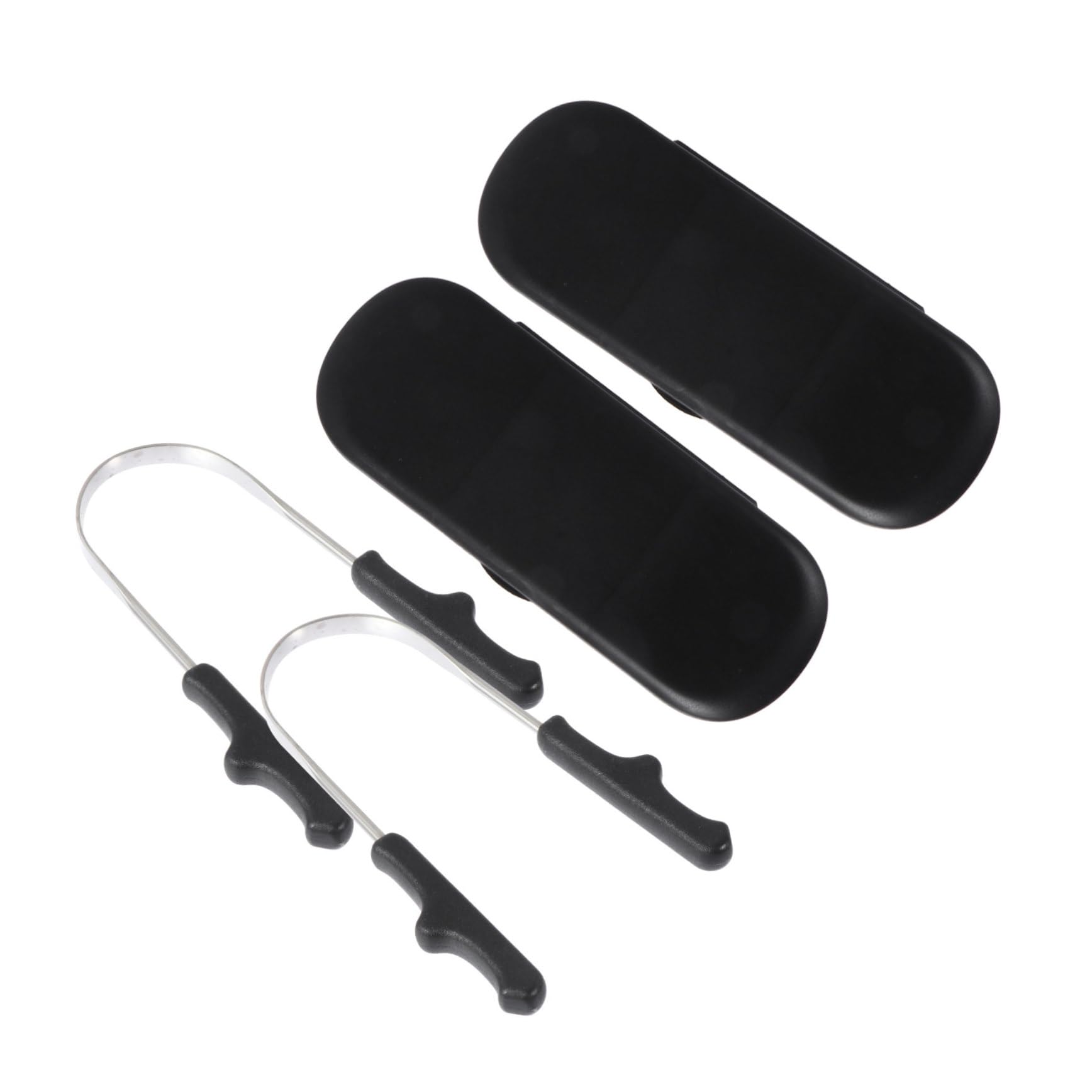 Beavorty 2 Sets Black Reusable Tongue Cleaners Steel Scrapers for Adults Gum Tongue Scrapers Wide Head for Oral Care