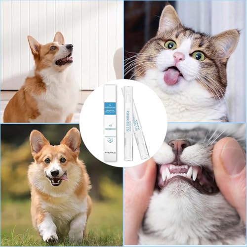 Zahnbürstenstift für Hunde, Pet Toothbrush Pen, Zahnbürsten Reinigungsstift für Haustiere, Zahnsteinentferner für Haustiere zur Verbesserung von Mundgeruch und zur Bekämpfung von Zahnstein, 2 Stück
