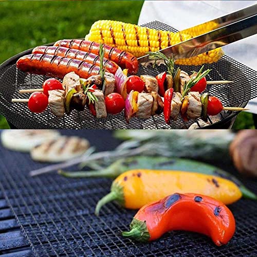 Garberiel BBQ Grill Mesh Mat Set 3 PCS Non Stick Grilling Mesh Reusable Heat Resistant BBQ Teflon Grill Mats for Grilling Meat,Veggies, Cooking, Baking，40x33cm