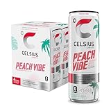 CELSIUS Sparkling Peach Vibe, Functional Essential Energy Drink 12 Fl Oz (Pack of 4)