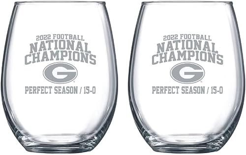 Georgia Bulldogs 2022 Football National Championship - Juego de copas para coleccionistas de vino o bebidas sin tallo con logotipo oficial de Satin
