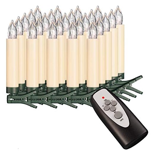 Trådlös LED-ljus för julgranen med timer, flimmer och dimfunktion, flamlösa julljus – julgransljus (25 LED-ljus, inkl. batterier)