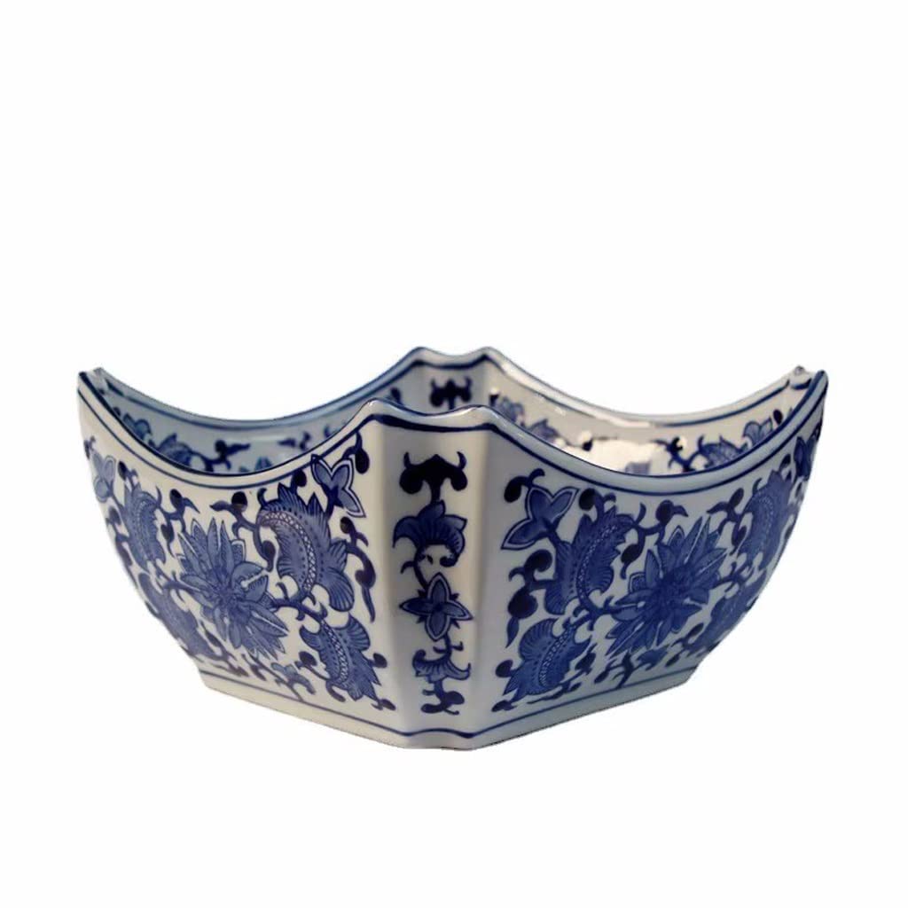 WOTZOV Fruit Bowl Ceramic Fruit Plate Dish Retro Deep Plate Tableware Snack Plate Household Salad Plate Fruit Plate Fruit Basket For Kitchen Pedestal Fruit Bowl，A