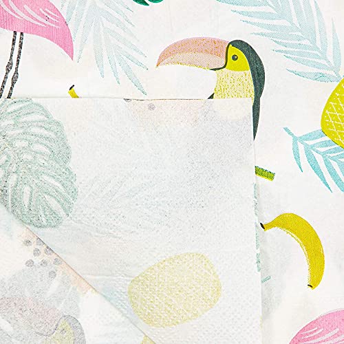 Tropical Paper Napkins For Birthday Party (6.5 X 6.5 In, 100 Pack) #TOP4