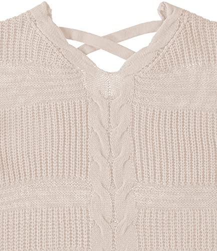 Jolie & Joy Girls Pullover Cable Shaker Long Sleeve Crewneck Sweater3