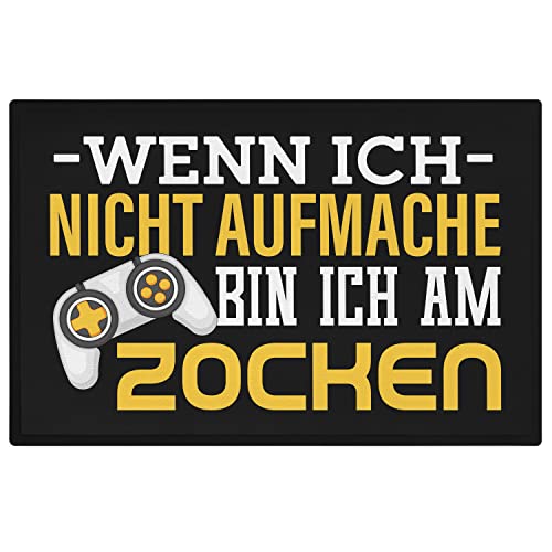 Trendation - Gamer Zocker Fußmatte Geschenk Wenn Ich Nicht Aufmache Bin Ich Am Zocken Lustig 60x40...