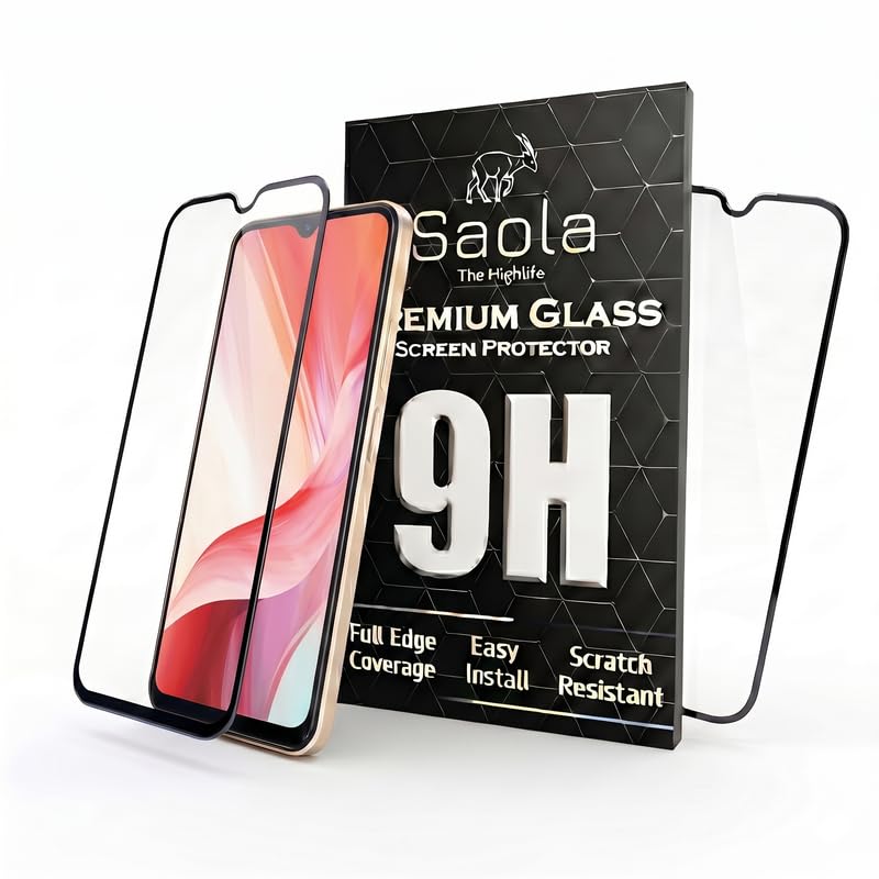 Image of Saola HD+ Oleophobic Tempered Glass Screen Protector For Vivo Y11 (Pack Of 2) with Free Installation Kit. Full screen Coverage - 6.35 inch