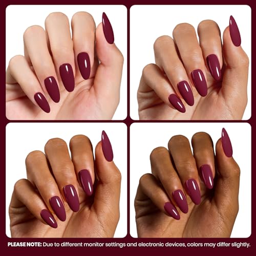 Image of Beetles Dark Red Gel Nail Polish - 15ML Oxblood Red Burgundy Gel Polish Soak Off UV LED Needed Maroon Wine Color Nail Art Summer 4th of July Nails Manicure Salon DIY Design at Home Gifts for Woman