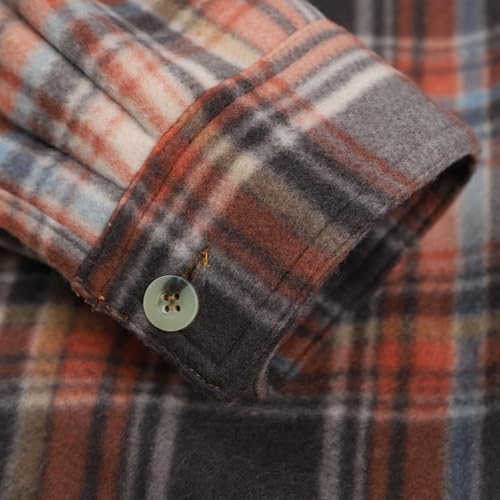 Image of LeeHanTon Mens Heavyweight Hoodies Casual Zip Up Plaid Flannel Shirt Jackets Winter Thick Berber Lined Fleece Coat