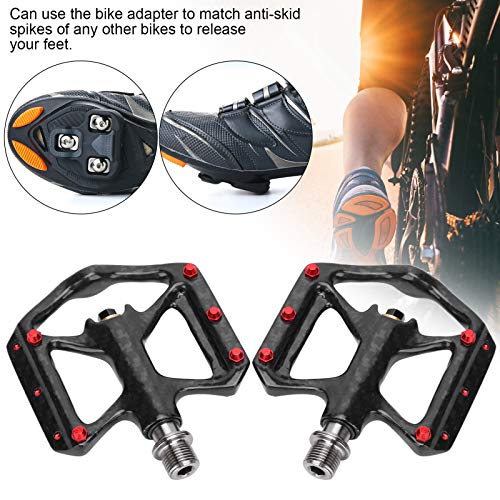 Keenso Bike Pedals Set, Carbon Fiber Mountain Bike Pedals Road Bike Self?Locking Pedals Metal Bicycle Pedals Replacement Cycling Accessory #TOP6