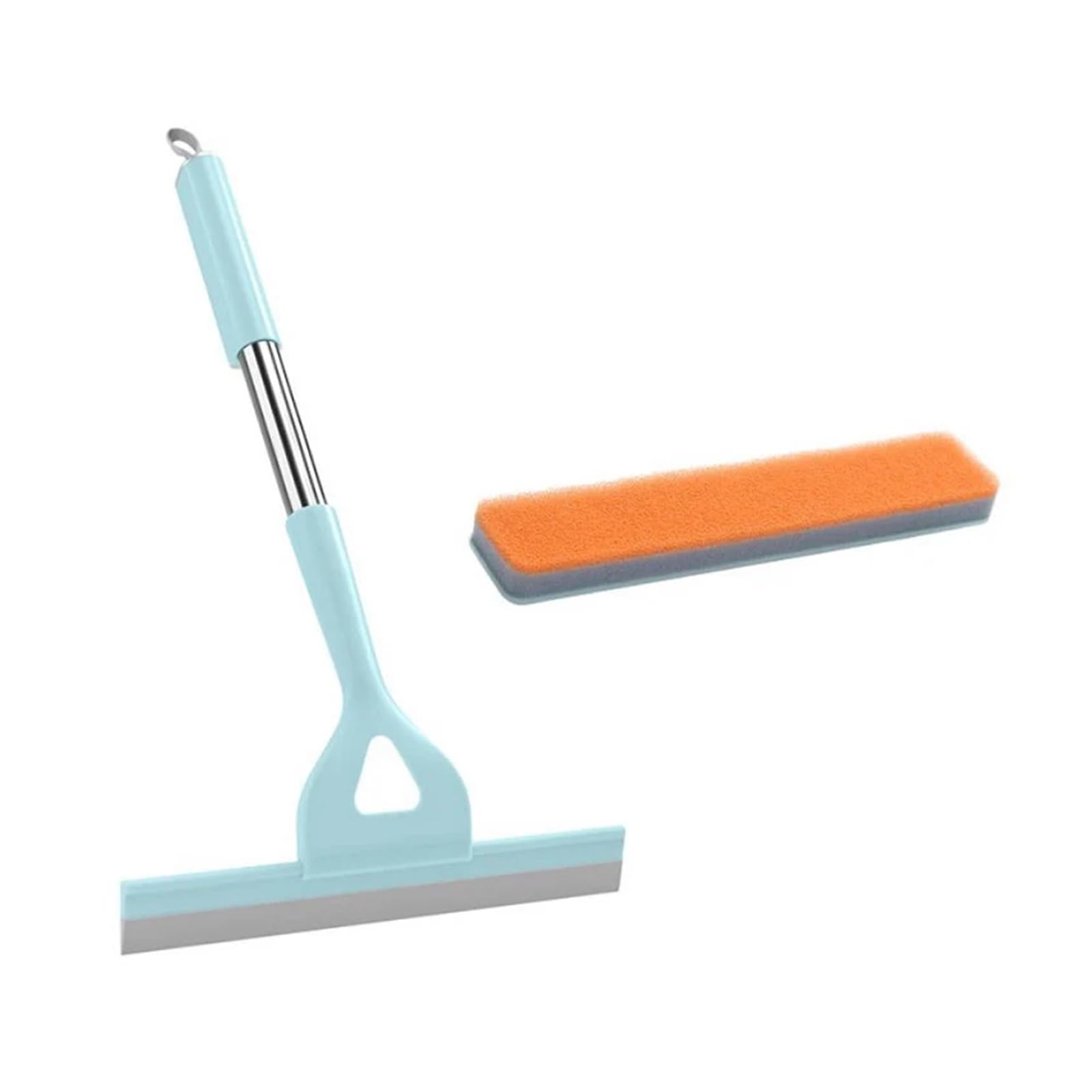 Window Cleaning Brush 1set 2in1 Shower Squeegee Window Glass Wiper Silicone Scraper Cleaner Brush Bathroom Mirror Wiper Scraper Cleaning Accessories(Green)