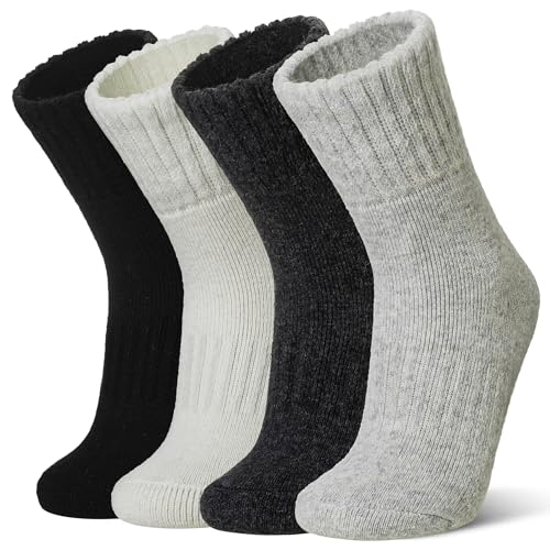 WEVIAS Kids Merino Wool Socks Hiking Ski Boot Winter Thermal Warm Toddler Boys Girls Cozy Socks 4 Pairs