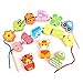 InChengGouFouX Kunst Puzzle Set Holz Kinder Lernspielzeug for Kinder Threading Perlen Educational große hölzerne Tier Building Blocks 15 Stück Pädagogisches Bild Pegboard Toy