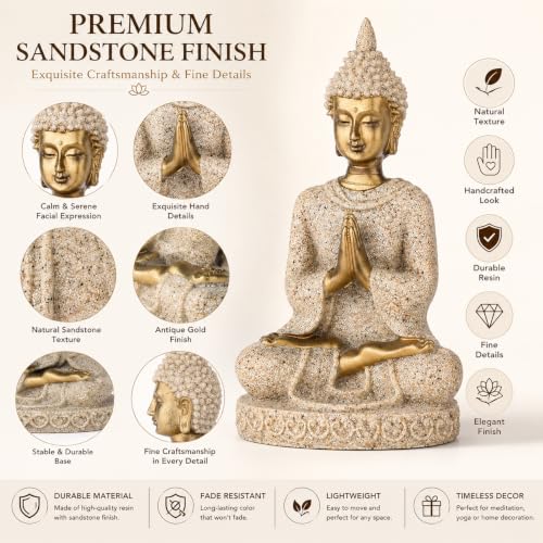 Estatua Buddha de piedra pequeña para decoración zen miniatura 3