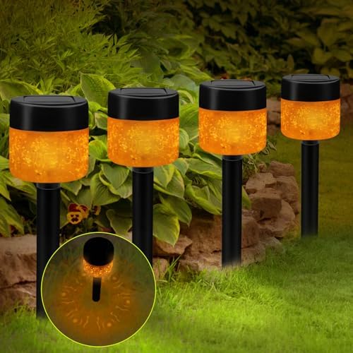 Luci Solari Da Giardino A Fiamma - 4 Pezzi Con Effetto Danzante | Impermeabili IP65 Per Esterno - Foto 8