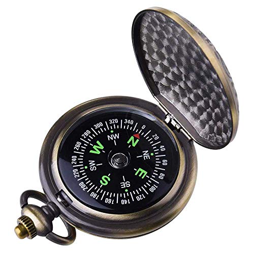 Aubric Classic Antique Compass for Kids Pocket Survival Compass Waterproof for Outdoor Camping Hiking Hunting Motoring Boating Backpacking Navigation Tool