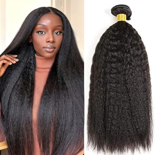 UNILO Cheveux Naturel Bresilienne 12A Grade Tissage Kinky Straight Bresilien Kinky Straight Hair Double Trame Tissage Bresilien Boucle 16 Pouce
