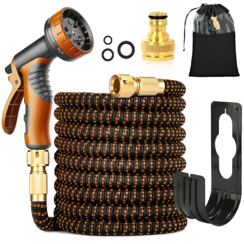 Flexibler Gartenschlauch 30m/100FT Orange – mit Sprühdüse & 3/4\"\" und 1/2\"\"Messinganschlüsse, Dehnbarer Wasserschlauch Flexibel mit 10-fach, Wasserschlauch Knickfrei für Garten, Boden, Terrasse & Auto Flexibler Gartenschlauch 30m/100FT Orange – mit Sprühdüse & 3/4\"\" und 1/2\"\"Messinganschlüsse, Dehnbarer Wasserschlauch Flexibel mit 10-fach, Wasserschlauch Knickfrei für Garten, Boden, Terrasse & Auto