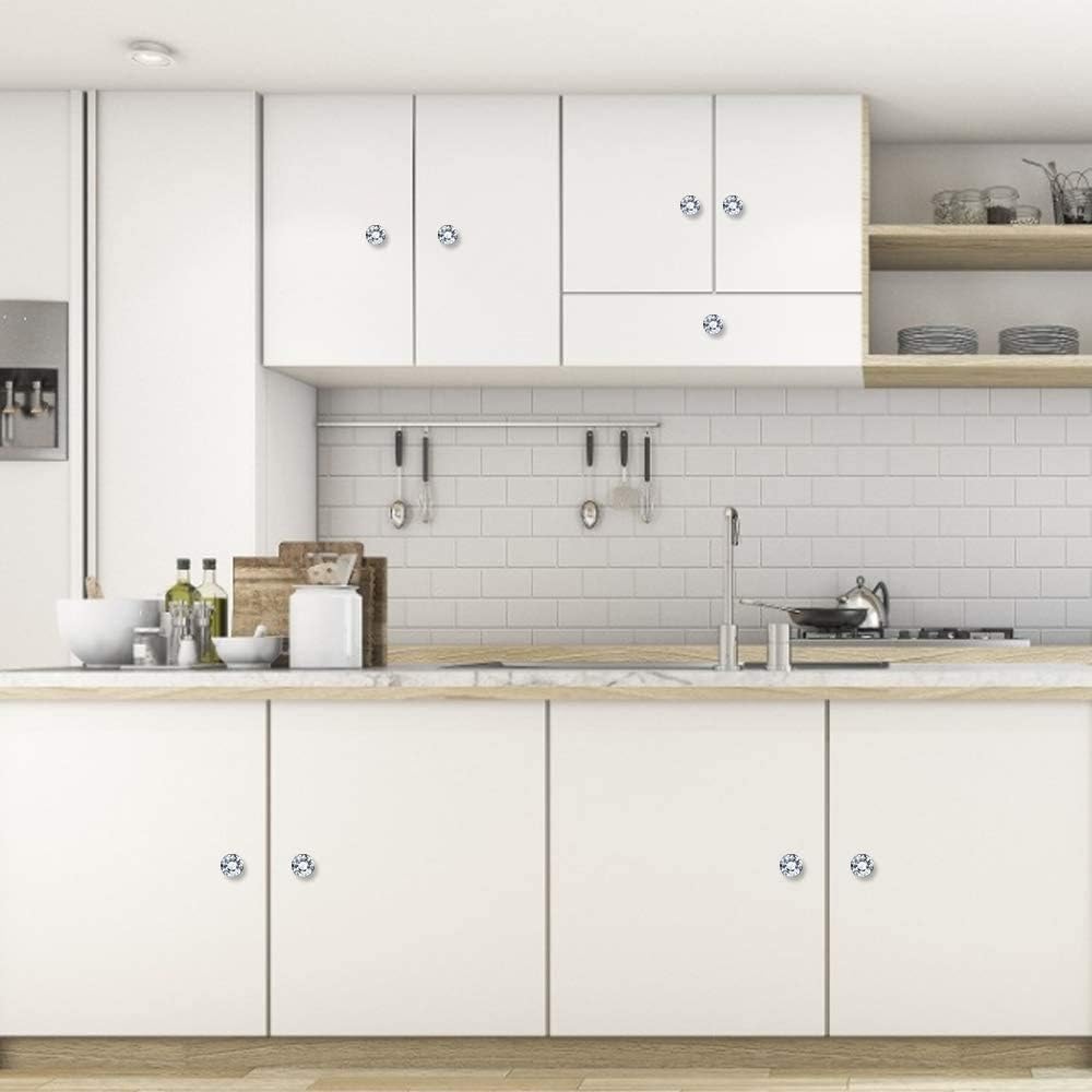 Drawer Knob Pull Handle Crystal Glass Diamond Shape Cabinet Drawer Pulls Cupboard Knobs with Screws for Home Office - (Color: Crystal Glass, Size: 4pcs)