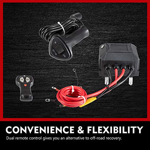 FIERYRED Electric Synthetic Rope Winch - 13000 lb. Load Capacity Fit for Jeep,Truck,SUV with Wirless Remote & Corded Control - Thumbnail 5