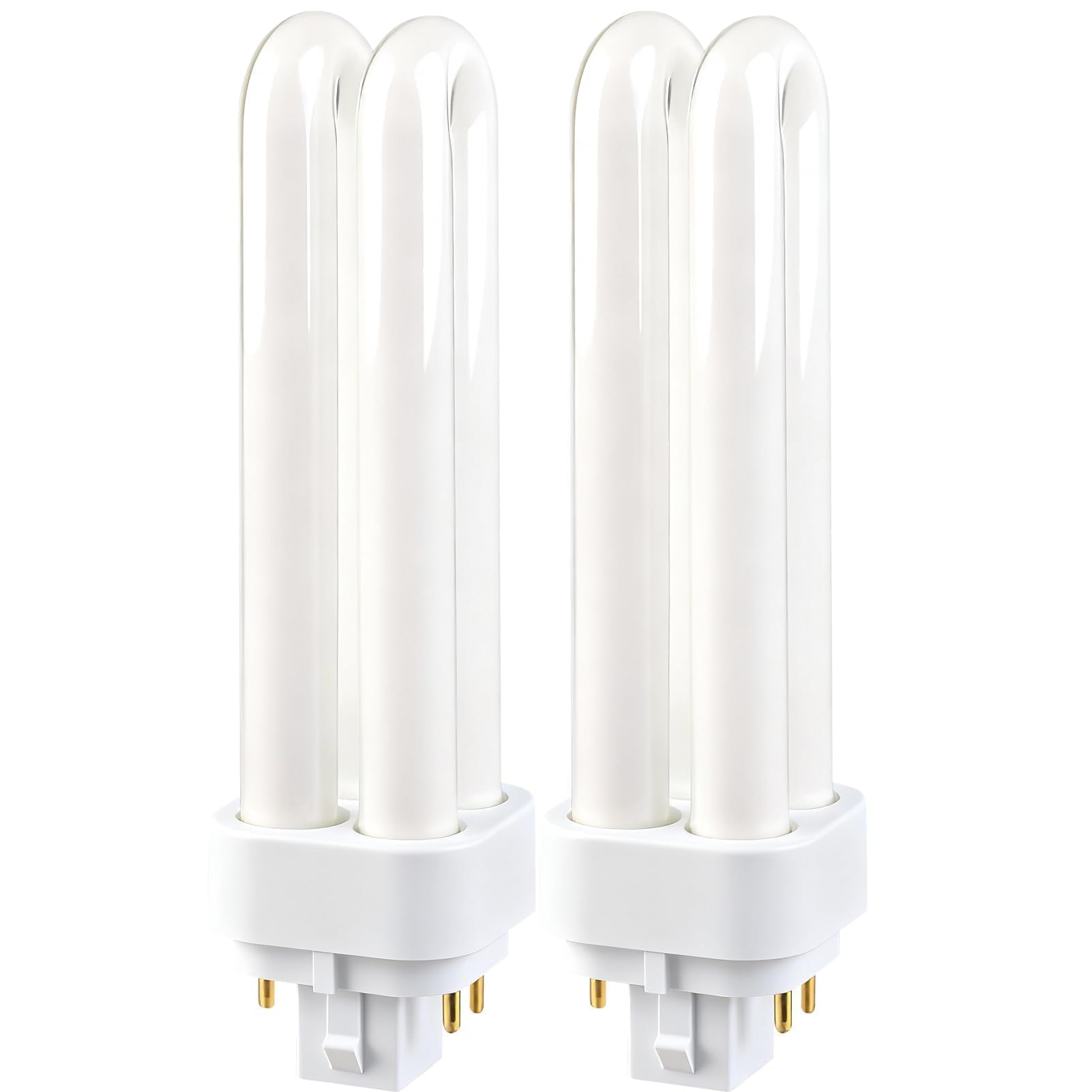 Vryth 2PCS 13W G24q-1 4Pin Compact Fluorescent Lamp Light Bulbs, 2700K Warm White 2U Double Tube Energy Saving CFL Lamp, Natural White, AC220-240V PLC 650LM Non-Dimmable for Bathroom, Kitchen