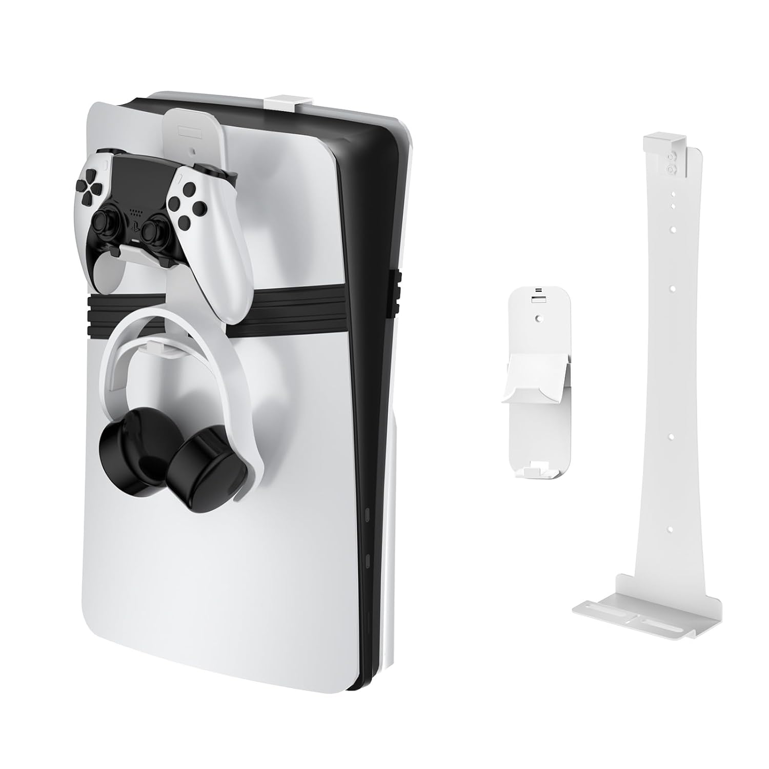 GET IN THE GAME WALL MOUNT STAND FOR PS5 PRO/PS5 SLIM/PS5 FAT, WALL MOUNT STAND BRACKET FOR ALL PS5 CONSOLE DISC AND DIGITAL EDITION – WHITE