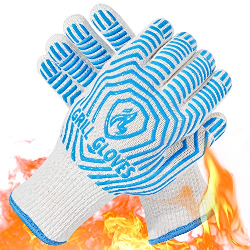 QUWIN BBQ Gloves, Oven Gloves 1472℉ Extreme Heat Resistant