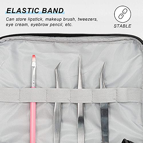 Image of House of Quirk Makeup Bags Double Layer Travel Cosmetic Cases Make Up Organizer Toiletry Bags (Blue), 16 .5 Cm