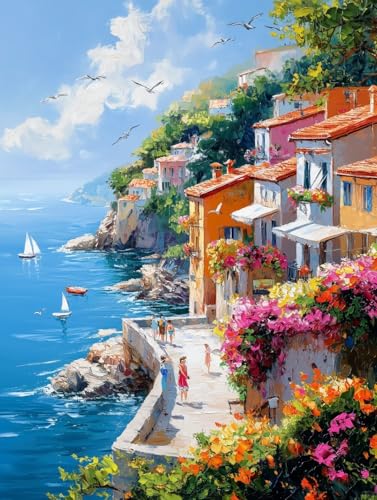 CICISTORY Dipingere Con i Numeri Bambini e Adulti, Painting by Numbers Kit, Colorare Con i Numeri Con Pennelli e Colori Acrilici,Senza Cornice 40X50 cm