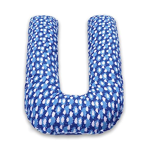 Image of COOZLY U Shaped Pregnancy Pillow | Maternity Pillow | 100% Cotton Removable Covers| Premium PregnoCare Fibres (U Super Premium, Clouds)