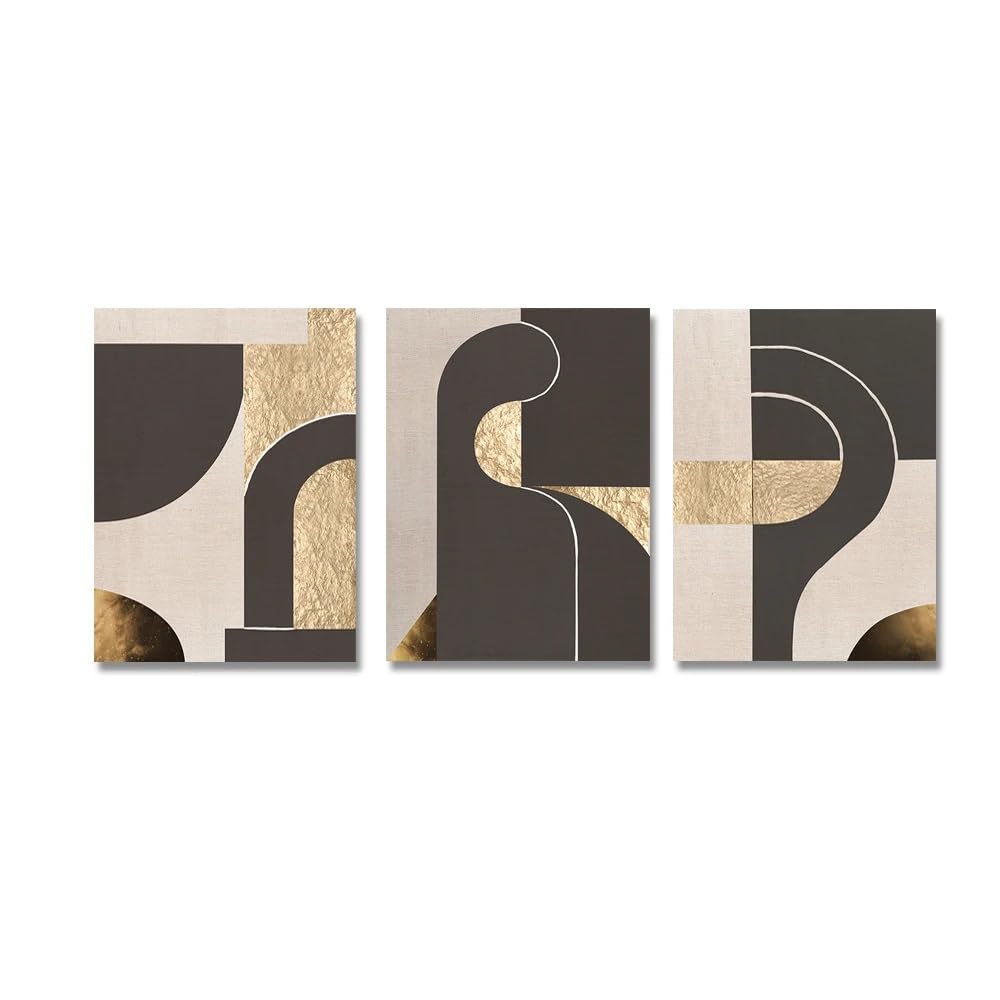 WUHBCZ Canvas Paints-Abstract Wall Art Golden Brown Geometric Aesthetic Posters and Prints Modern Canvas Painting Artwork for Living Room Home Decoration-60 * 80cm/3PCS (No Frame)
