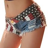 Yollmart Women's Sexy Club Burr Ripped Hole Cut Off Destroyed Ripped Jeans Denim Shorts-L