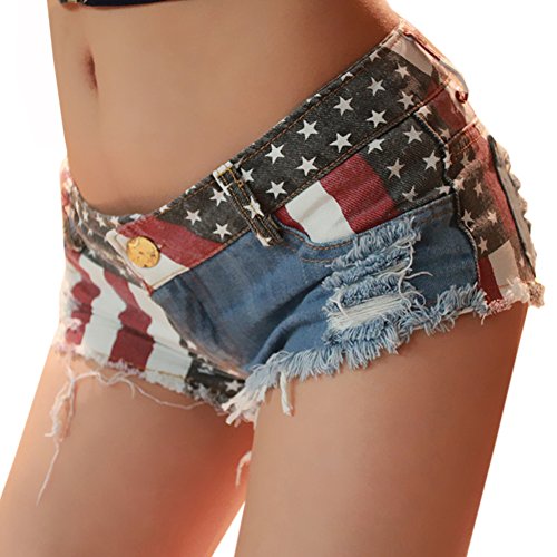 Yollmart Women's Sexy Club Burr Ripped Hole Cut Off Destroyed Ripped Jeans Denim Shorts-L #TOP10