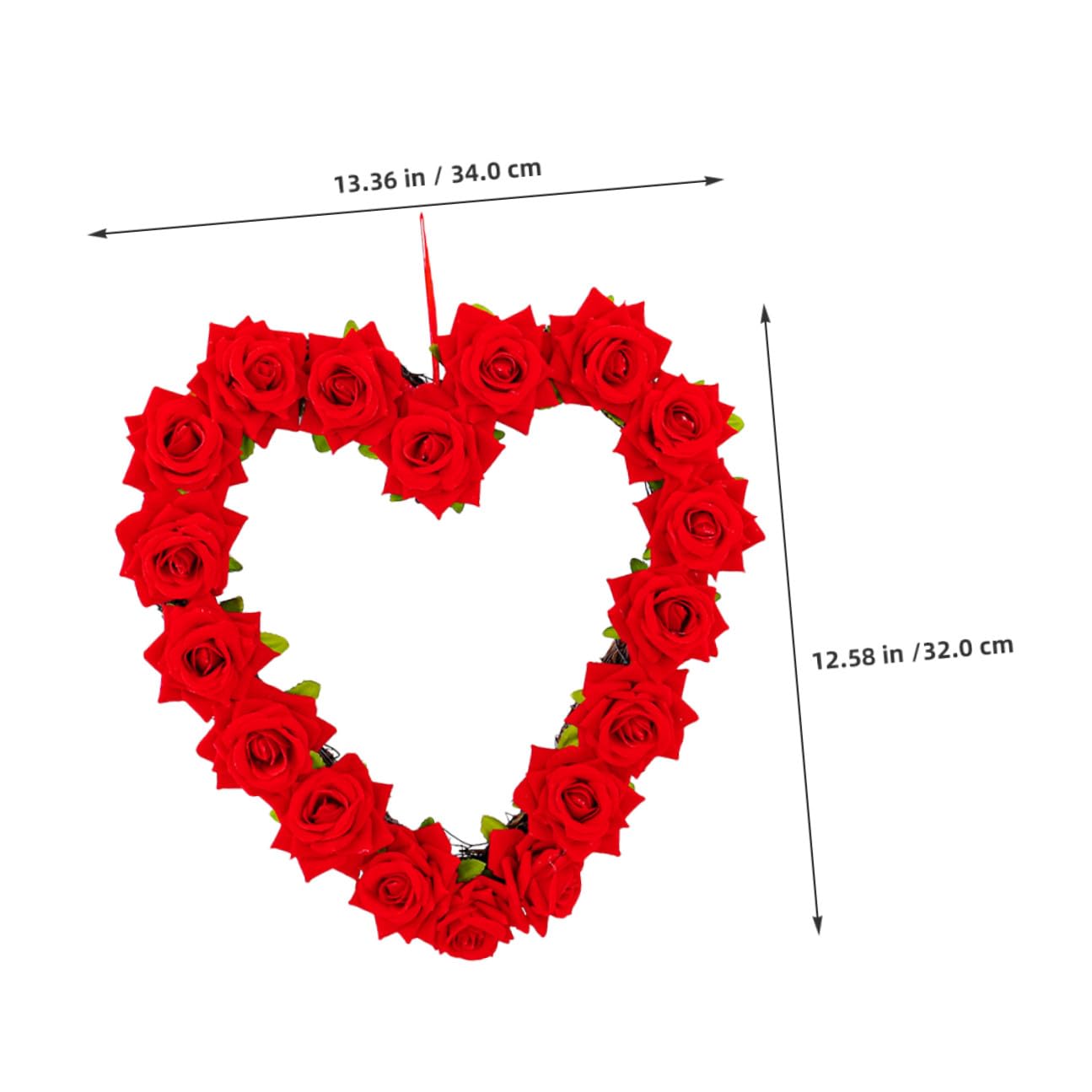 Homoyoyo Ghirlanda Floreale Artificiale a Forma di Cuore Finta per Decorazione Porta D’ingresso Festa Anniversario Matrimonio Rosso