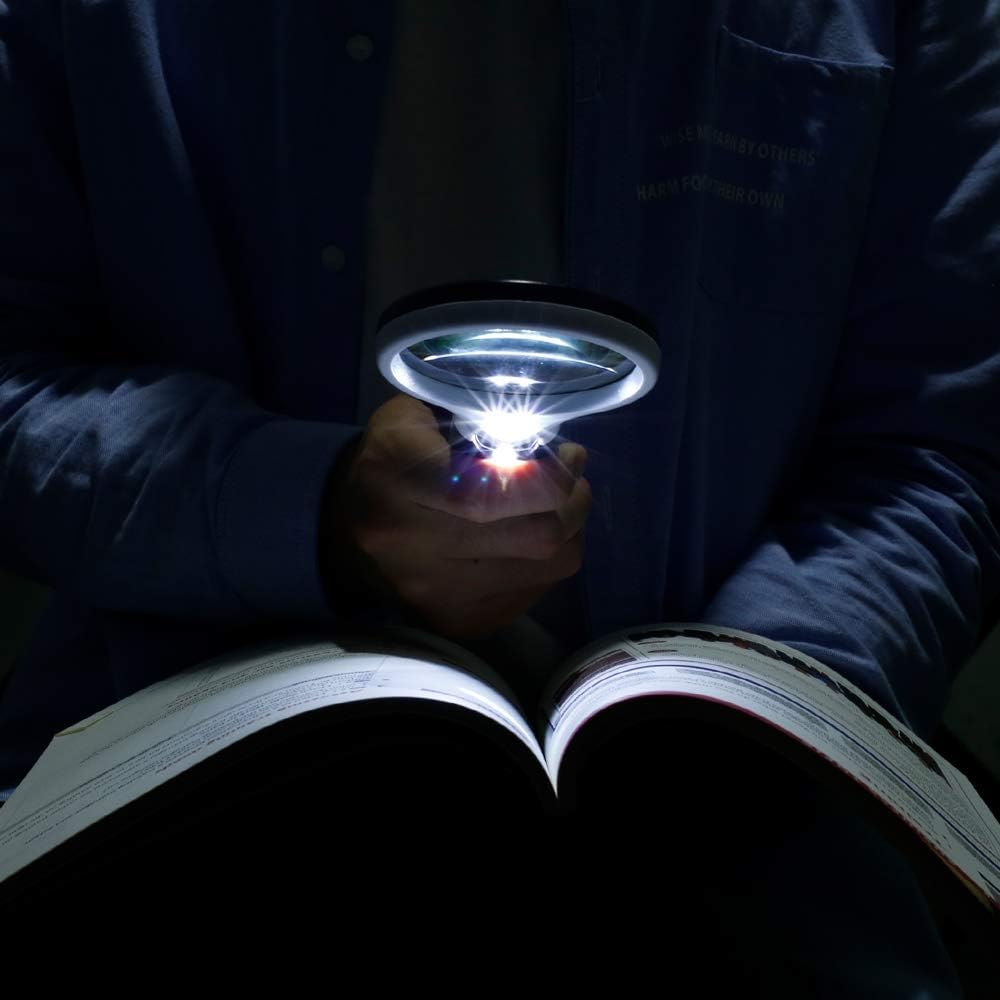 Lupa con Luz 3X 45X, 3 Lupas con Luz LED Lupa de Mano Portátil Para Leer, Observar Joyas, Manualidades, et