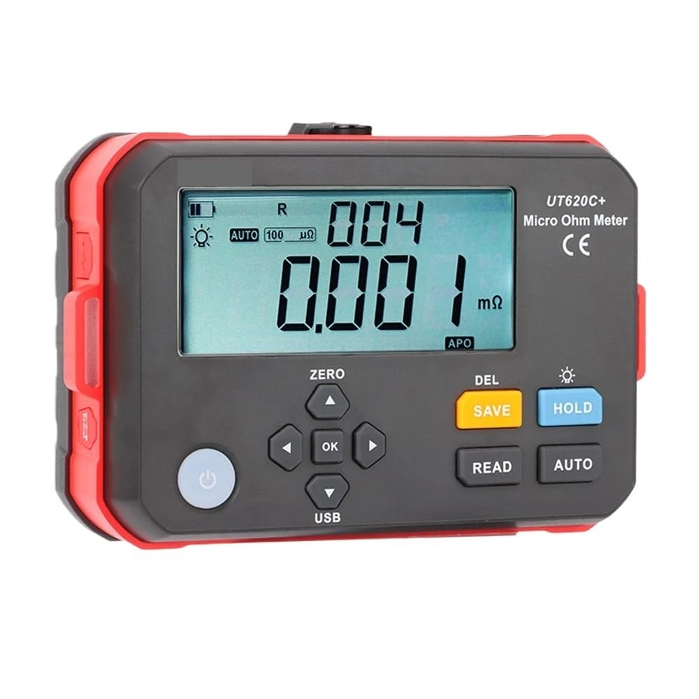UT620C Plus - Microohmímetro de CC baja resistencia, rango automático y manual, 0,001 mΩ a 300, kΩ, profesional